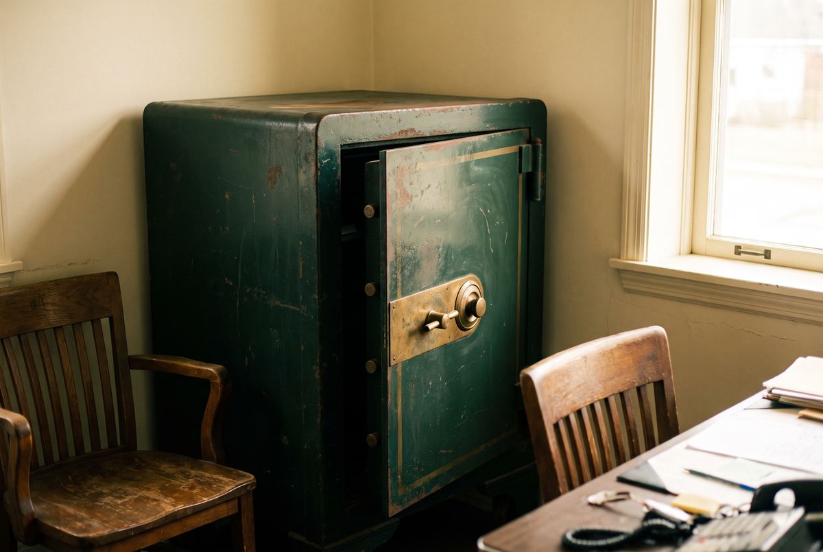 Coffre-fort ancien dans le coin d’un bureau